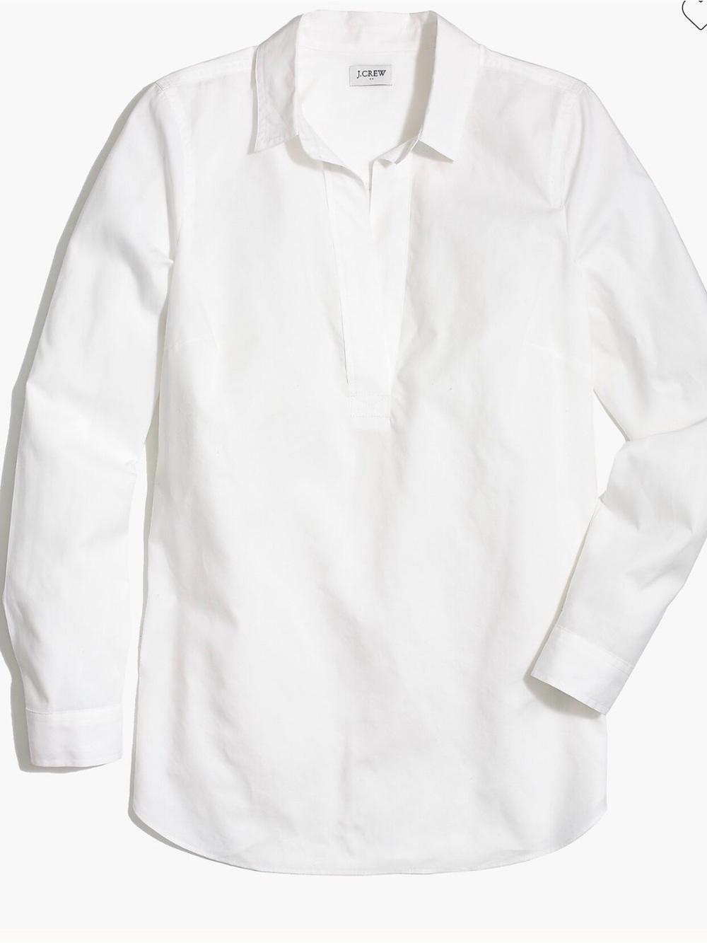J. Crew Factory White Long-Sleeve Popover Blouse